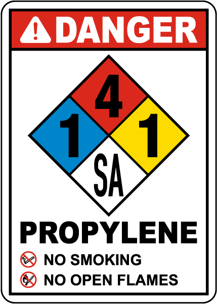 NFPA Danger Propylene 1-4-1-SA Sign