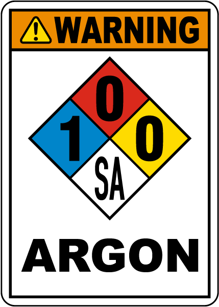 NFPA Warning Argon 1-0-0-SA Sign