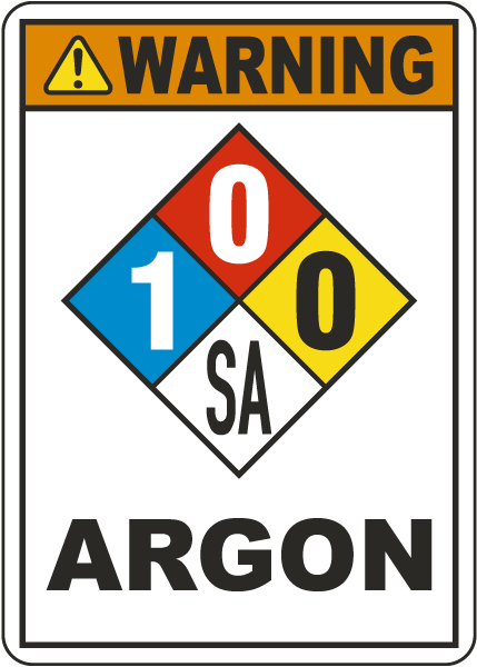 NFPA Warning Argon 1-0-0-SA White Sign