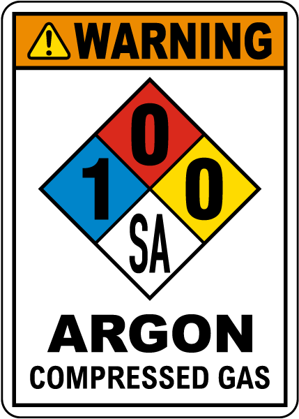 NFPA Warning Argon Compressed Gas 1-0-0-SA Sign