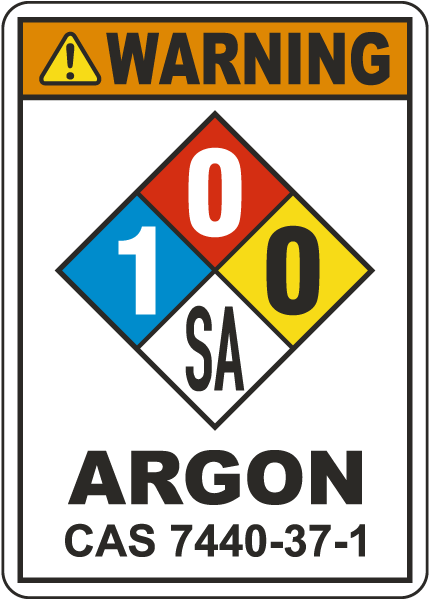 NFPA Warning Argon 1-0-0-SA White Sign