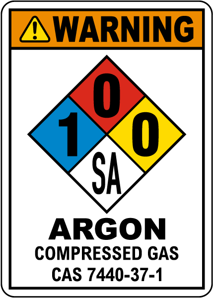NFPA Warning Argon Compressed Gas 1-0-0-SA Sign