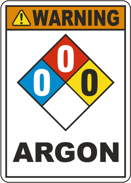NFPA Warning Argon 0-0-0 White Sign