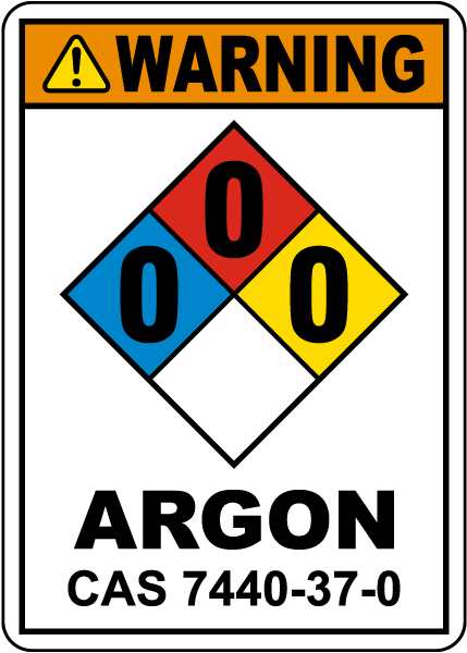 NFPA Warning Argon 0-0-0 Sign