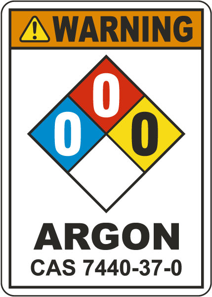 NFPA Warning Argon 0-0-0 White Sign