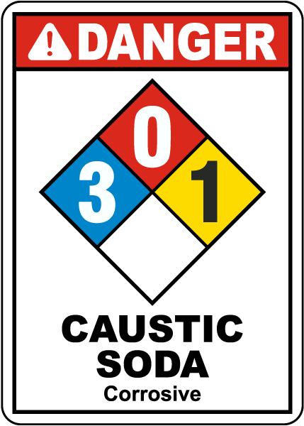 NFPA Danger Caustic Soda 3-0-1 Corrosive Sign
