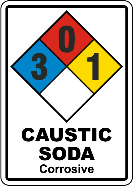 NFPA Danger Caustic Soda 3-0-1 Corrosive Sign