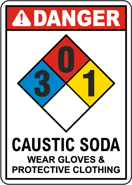 NFPA Danger Caustic Soda 3-0-1 Sign