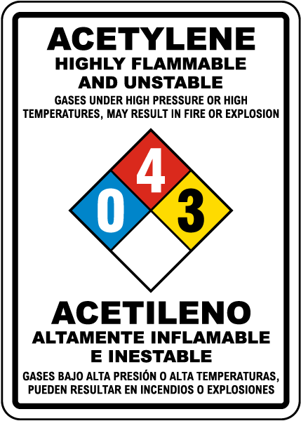 Bilingual Acetylene Chemical Sign
