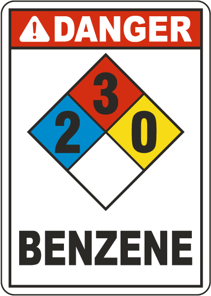 NFPA Danger Benzene 2-3-0 Sign