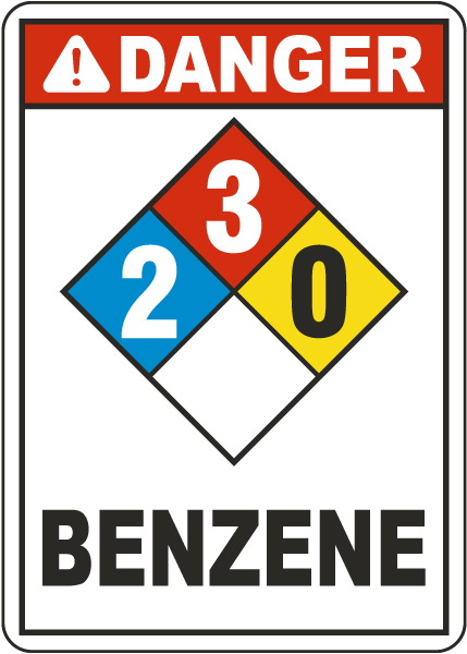NFPA Danger Benzene 2-3-0 Sign