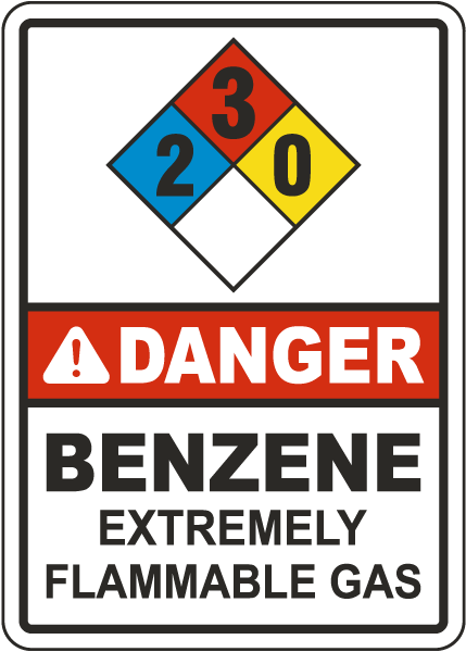 NFPA Danger Benzene Extremely Flammable 2-3- Sign