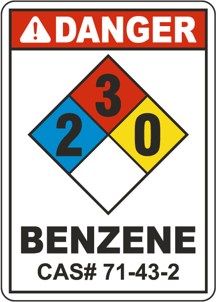 NFPA Danger Benzene Extremely Flammable 2-3-0 Sign