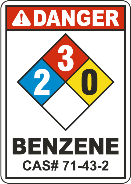 NFPA Danger Benzene Extremely Flammable 2-3-0 Sign