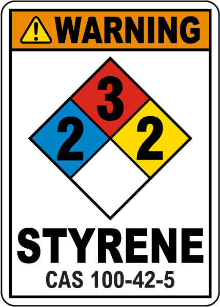NFPA Warning 2-3-2 Styrene Sign
