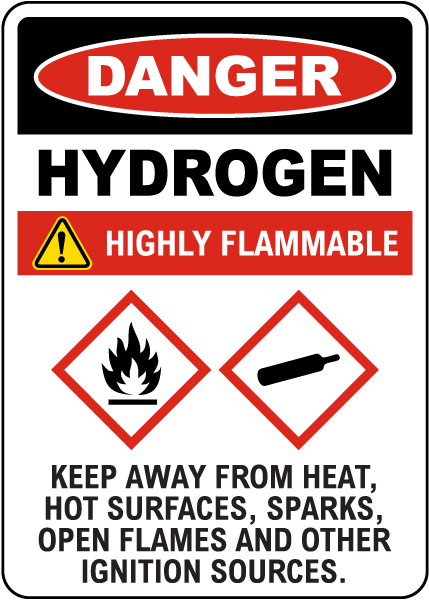 Danger Hydrogen Highly Flammable Sign