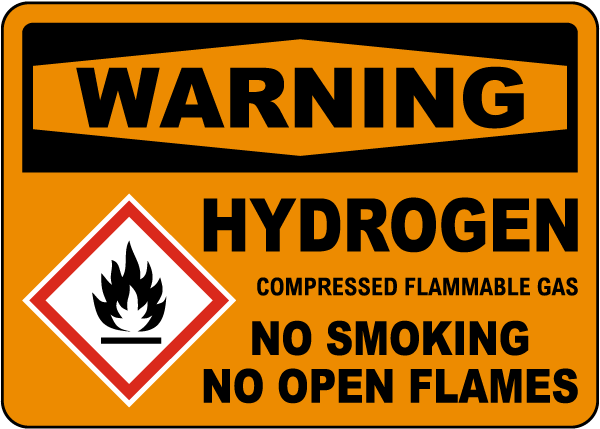 Warning Hydrogen Compressed Gas Sign