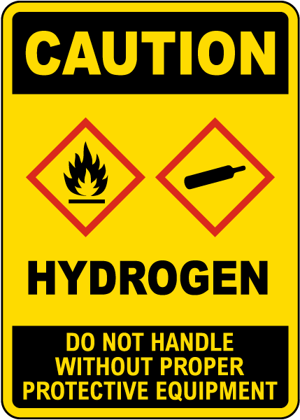 Hydrogen Do Not Handle Without PPE Sign 