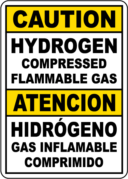 Bilingual Hydrogen Compressed Gas Sign