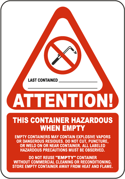 Hazardous Container When Empty Label
