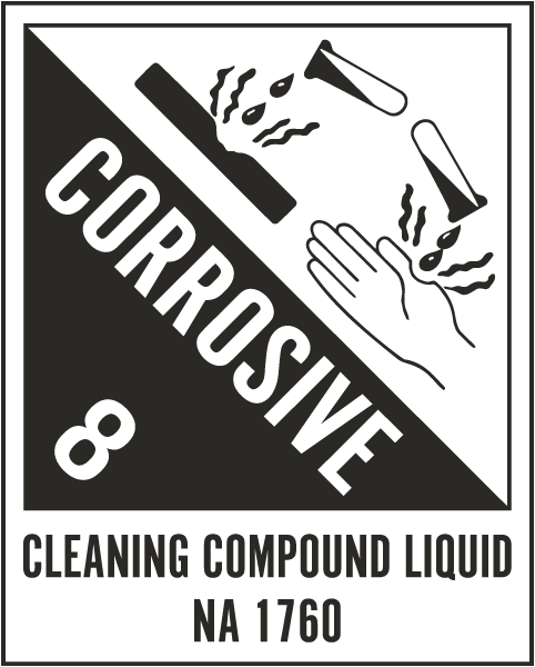 Corrosive Cleaning Compound Liquid NA 1760 Label
