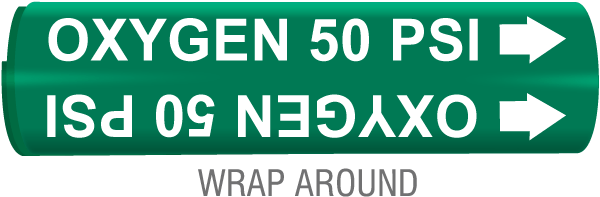 Oxygen 50 Psi Wrap Around Pipe Marker