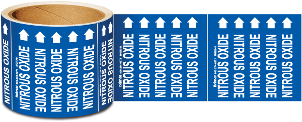 Nitrous Oxide Medical Gas Marker on a Roll