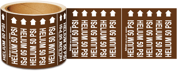 Helium 50 Psi Medical Gas Marker on a Roll
