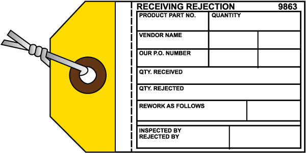 Receiving Rejection Inventory Tag