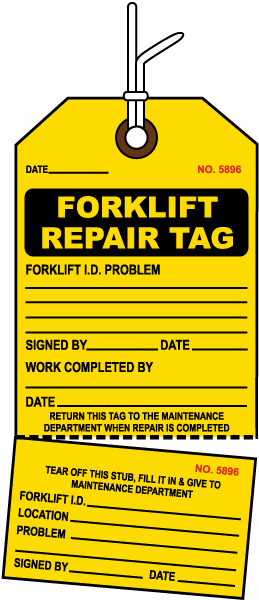 Forklift Repair Tag