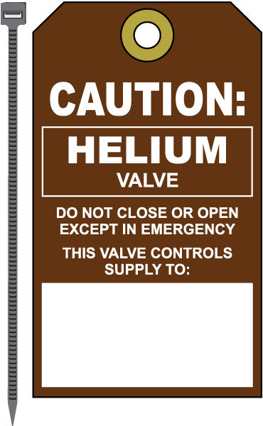 Helium Medical Gas Valve Tag