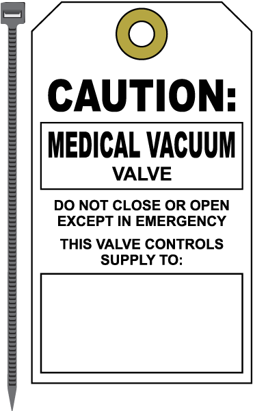 Medical Vacuum Medical Gas Valve Tag