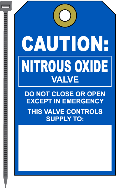 Nitrous Oxide Medical Gas Valve Tag
