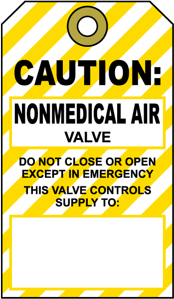 Nonmedical Air Medical Gas Valve Tag