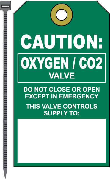 Oxygen / CO2 Medical Gas Valve Tag