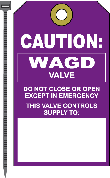 WAGD Medical Gas Valve Tag