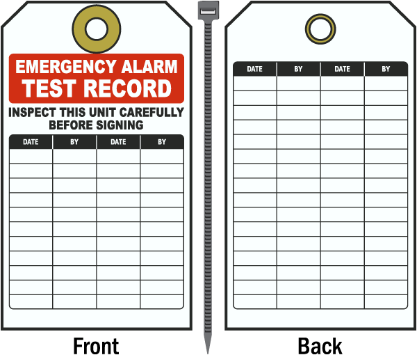 Emergency Alarm Test Record Tag