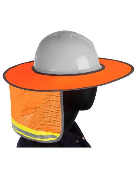 Full Brimmed Helmet Neck Shade Safety Orange