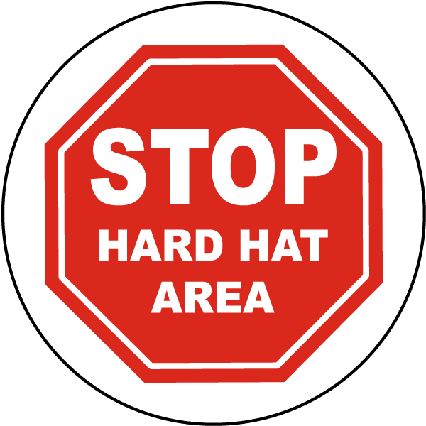 Stop Hard Hat Area Floor Sign