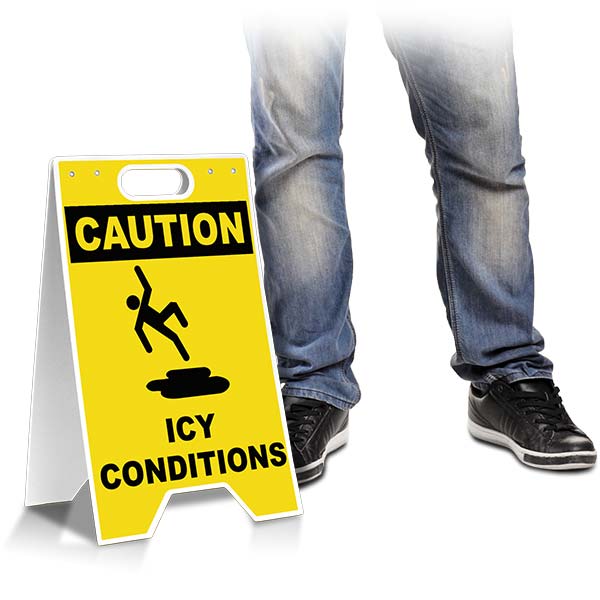 Caution Icy Conditions Floor Sign