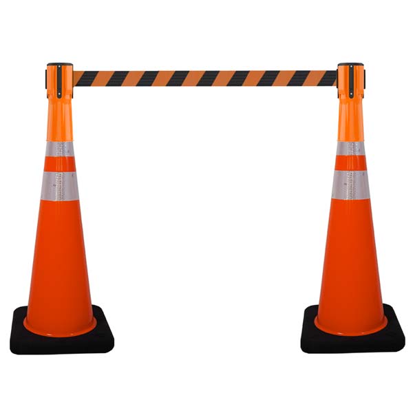 Cone-Mounted Retractable Belt Barrier 