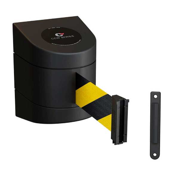 Retractable Belt Barrier with Black ABS Case and Yellow Black Belt