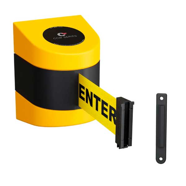 Retractable Belt Barrier with Yellow ABS Case and Caution Do Not Enter Belt