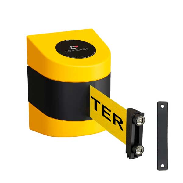 Retractable Belt Barrier with Yellow Magnetic ABS Case and Caution Do Not Enter Belt