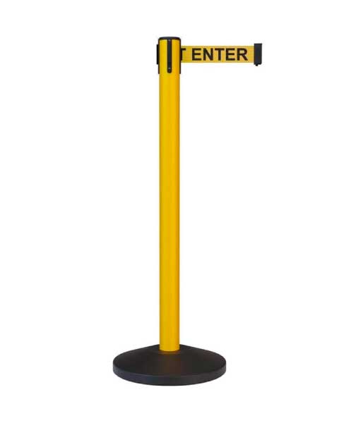 Retractable Belt Barrier Stanchion with 12 ft. Caution Do Not Enter Belt