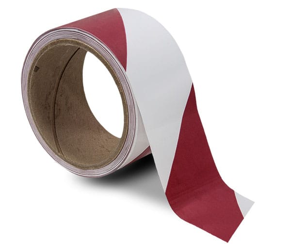 White / Red Striped Floor Tape
