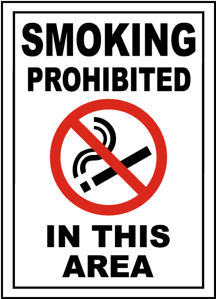 Smoking Prohibited In This Area Sign