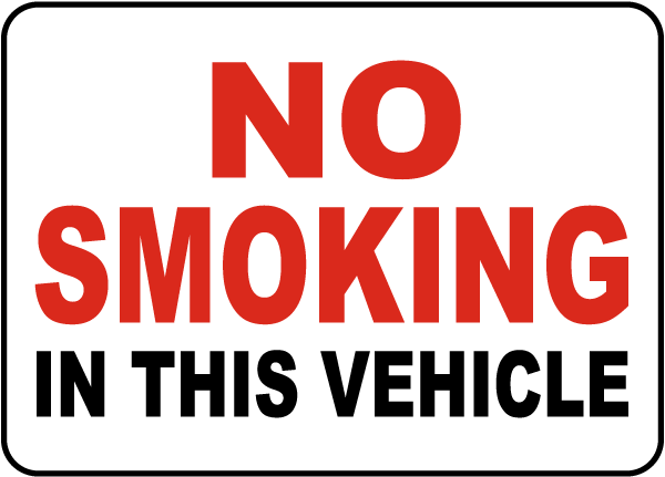 No Smoking In This Vehicle Label