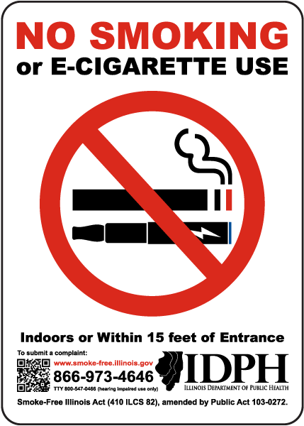 Illinois No Smoking or E-Cigarette Use Sign