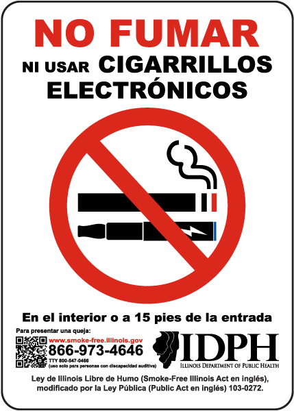 Spanish Illinois No Smoking or E-Cigarette Use Sign